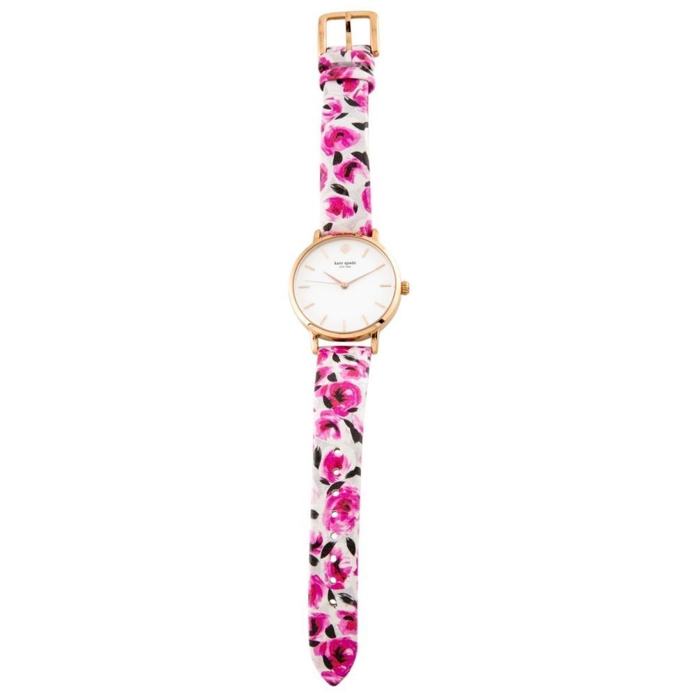 Kate Spade New York Metro Watch Floral Band Rose Gold-Tone Case